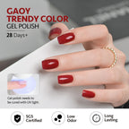 GAOY 42 Pcs Gel Nail Polish Kit, Brown Glitter Burgundy Red Colors All Seasons Gel Nail Polish Set with Glossy & Matte Top Coat and Base Coat for Salon and DIY Manicure at Home