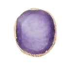 MISUD Resin Nail Art Palette, Golden Edge Paint Drawing Color Palette, Agate Nail Palette Manicure Nail DIY Tool (Purple)