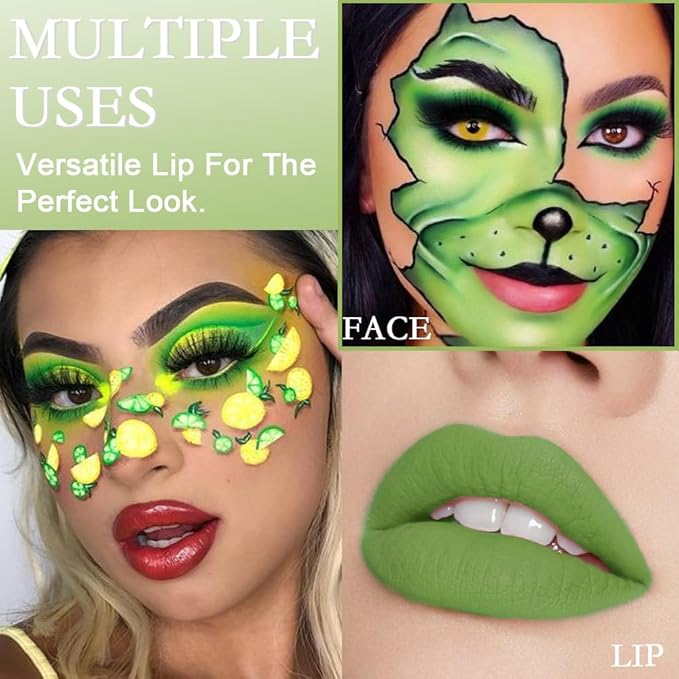 AMY'S DIARY Matte Plum Liquid Lipstick 5Pcs Sets,24-hour Lipstick Green Yello Plum Lip Stain 24 Smudge Waterproof for Women (Set04)