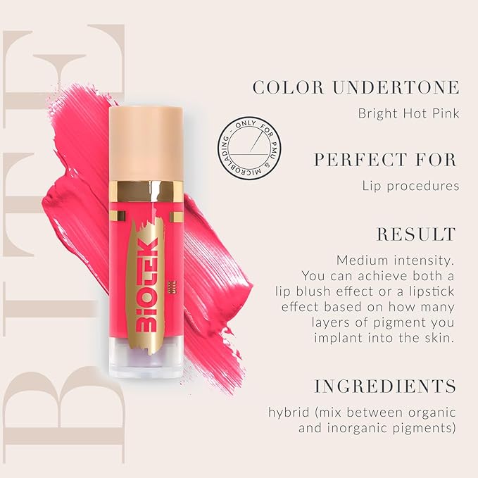 Biotek Lip Pigment for Permanent Makeup - Bright Hot Pink Lip Color - Made in Italy - Bite 0,61 fl.oz.