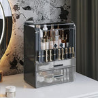 Acrylic Makeup Organizer with Drawers – 38.5CM Large Capacity Cosmetic Storage Box, Dustproof & Waterproof Vanity Organizer for Skincare, Jewelry, Lipsticks & Beauty Products (Black)