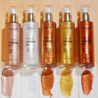 Liyalan Shimmer Body Oil Rose Gold 5 Color Bronze Face Glow Pearl Highlighter Illuminator body Makeup Shine Glitter Gold Liquid Taning 3.38 Fl Oz