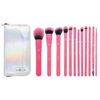 MODA Totally Electric Neon Full Face Makeup Brush Kit – 13pc Vibrant Brush Set for Face & Eyes with Zip Case (Neon Pink)