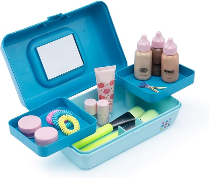 Caboodles Pretty in Petite Makeup Box, Hard Plastic Organizer Box, 2 Swivel Trays, Fashion Mirror, Secure Latch for Safe Travel
