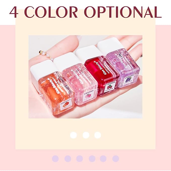Fruit Pearlescent Plumping Lip Oil, Lip CarePearl & Shimmer Mini Lip Gloss Kit, Lip Care Hydrating Lip Gloss Tinted Lip Balm, Long Lasting & Nourishing Lip Glow Oil, Non-sticky Fresh Texture (Grape)