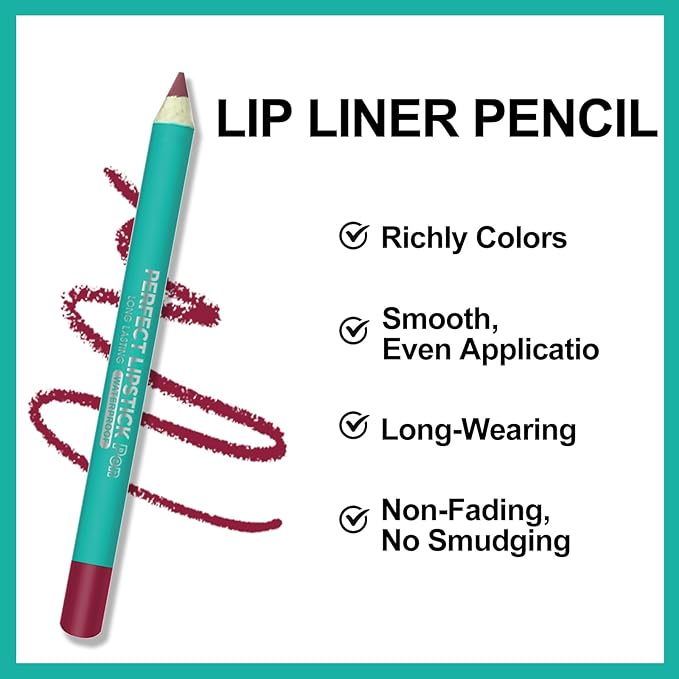 Erinde 12PCS Lip Liner Pencil, Nude Lip Liner Set with Lip Liner Sharpener, Matte Dark Brown Pink Red Mauve Series Lip Liner Pack, Waterproof Long Lasting Liner Crayon Lipstick for Women Daily Makeup