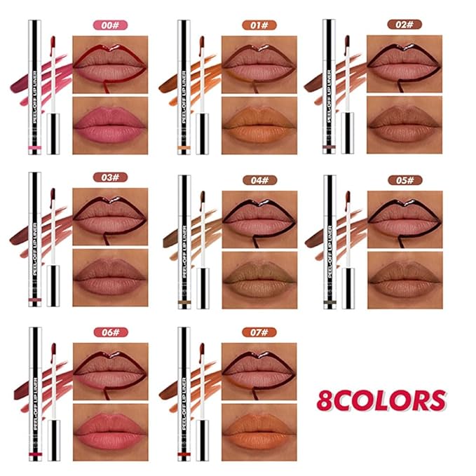 Matte Lip Stain Peel Off Lip Liner, Brown Peel Off Lip Stain Tattoo,Long Lasting & Waterproof Peel Off Lip Gloss Lip Liner,Transfer-Proof All Skin Types.0.12 fl oz #02