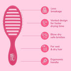 Wet Brush Speed Dry Hair Brush, Pink Frost - Vented Design & Soft HeatFlex Bristles Are Blow Dry Safe - Ergonomic Handle Manages Tangles - Pain-Free Hair Accessories