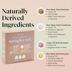 Kitsch Shampoo and Conditioner Set - 4pc Sampler Bars with Rice Water Shampoo and Conditioner, Castor Oil Shampoo & Coconut Oil Conditioner - Bottle-Free Beauty for Hair Growth, Repair & Moisture