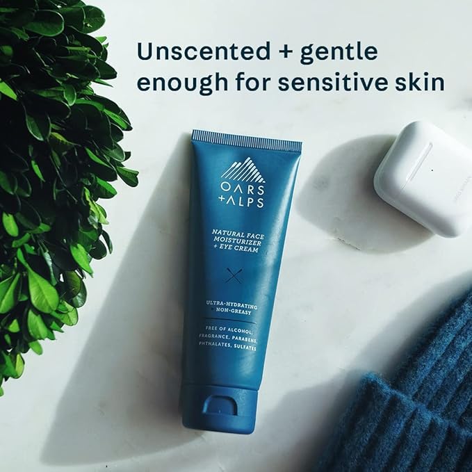 Oars + Alps Face Moisturizer and Eye Cream, Dermatologist Tested Skin Care Infused with Aloe Leaf Juice and Vitamin E, TSA Friendly, 2.5 Fl Oz, 2 Pack