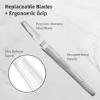 Face Razors for Women, Dermaplane Razor for Women Face, Eyebrow Razor, Facial Razors, Dermaplaning Tool, Reusable Metal Handle with 8 Microblades for Sensitive Skin, Peach Fuzz Remover, Gray