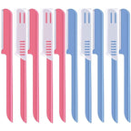 10 Pieces Eyebrow Razor for Women Facial Shaver Razor Brow Shaper Eyebrow Trimmer Dermaplaner Shaping Tool with Cover (Pink, Blue)