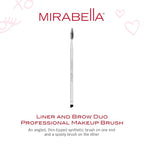 Mirabella Liner & Brow Duo Brush, Premium Professional Makeup Brush Collection, Cruelty-Free Synthetic Bristle Brush, Hand-Sculpted Brushed Aluminum Handle, Luxury Blending Brush for Makeup