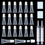 AMORIX 50PCS Lip Gloss Tubes 5ml White Cap Lip Gloss Containers Empty Lip Balm Tubes Cosmetic Lipgloss Tubes + 2 x 20ml Syringes Tag Labels for DIY Lip Gloss Base Glitter