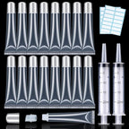 50PCS Lip Gloss Tubes 20ml Silver Cap Lip Gloss Containers Empty Lip Balm Tubes Refillable Cosmetic Squeeze Lipgloss Tubes + 2 x 20ml Syringes Tag Labels Stickers for DIY Lip Gloss Base Glitter