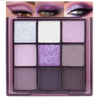 9 Colors Purple Silver White Tan Grape Matte Shimmer Eyeshadow Palette for Eye Makeup,High Pigmented Brown Eye Shadow Primers Powder Palet de sombras de ojos