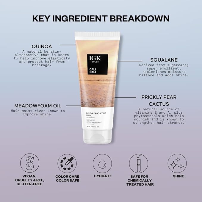 IGK Hair Gloss Toner & Color Depositing Mask | Creamy Beige Semi-Permanent | Vegan + Cruelty Free | Cali Cali
