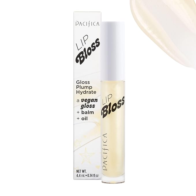 Pacifica Plumping Lip Gloss – Vanilla Bean (Creamy Neutral Tint) Hydrating Lip Oil Balm, Gentle Lip Plumper with Shea & Jojoba, No-Sting High Shine, Vegan & Cruelty-Free 0.14oz
