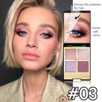 4 Colors Eyeshadow Makeup Palette,Nude Pink Purple Highly Pigmented Natural Neutral Nude Eye Shadow Palette with Mirror,Long Lasting Naturing-Looking,Waterproof,Blendable,Travel Size