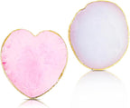 2Pcs Heart-Shaped Resin Nail Art Palette, Gold Edge Round Makeup Mixing Palette, Nail Polish Plate, Nail Art Display Board Makeup Plate Cosmetic Mixing Tools Makeup Palettes