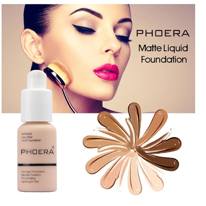 2Pcs Liquid Foundation Full Coverage 24HR Matte Oil Top (1pcs-106) 30ml