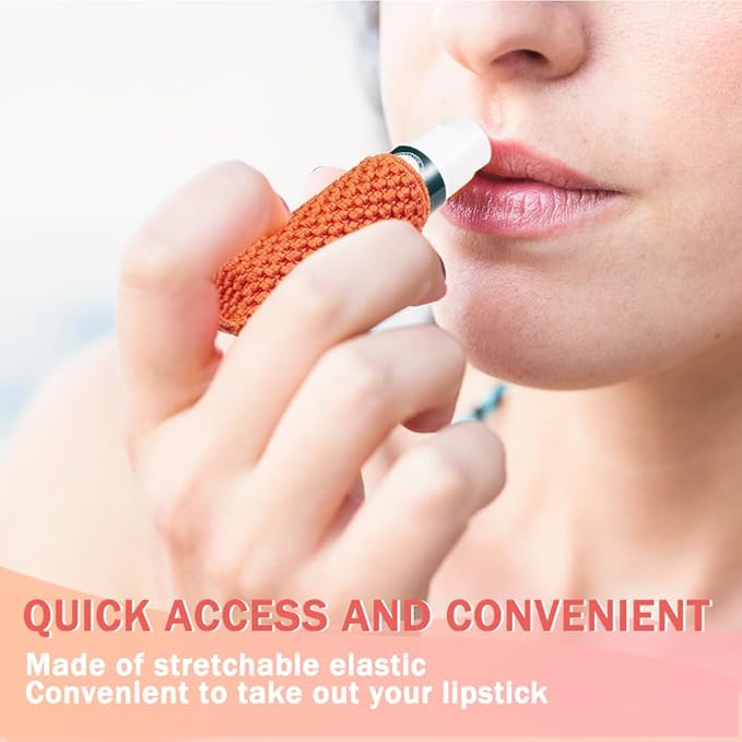WKieason Lip Balm Sleeves Holder Keychain 5pcs Clip on Chapstick Keychain Holder Pouch Tight-Knit Elastic Lipstick Key Chain Holder