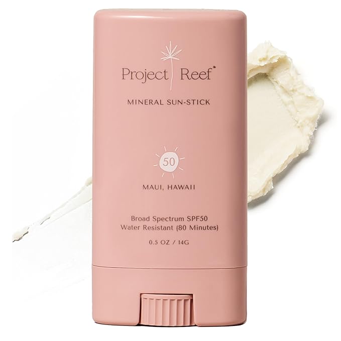 SPF 50 Sheer Mineral Sunscreen Stick - Vegan, Reef Safe, Non-Nano Zinc, Face Sunblock Stick, No White Residue, Ideal for Travel & Kids