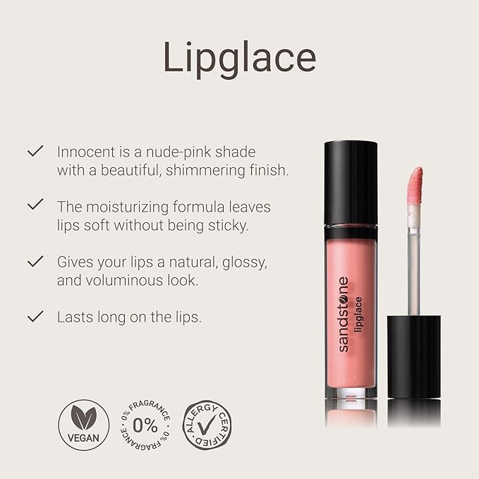 Lipglace - Hypoallergenic Vegan Lip Gloss - Fragrance Free & Allergy Certified - Non Sticky & Moisturizing Lipgloss - Anti-Aging Hydrating Lipgloss (Innocent, 3,5 g)
