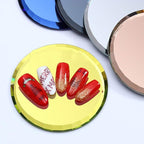 5Pcs Mirror Empty Nail Art Palettes Plate Round Glass Manicure Palette Nail Art Display Tray Board Holder Gel Polish Drawing Color Mixing Palette for Women Beauty Tool, Assorted Color