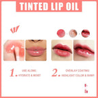 Hydrating Lip Glow Oil Long-Lasting Nourishing Lip Gloss Moisturizing Non-Sticky Plumping Lip Stain Tinted Cherry Oil Lip Care (Golden)