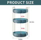 360° Rotating Makeup Organizer, Bathroom Organizers and Storage Holder Rack, Large Capacity Vanity Shelf Countertop, Fits Cosmetics, Perfume, Skin Care(Blue, 3 Tiers)
