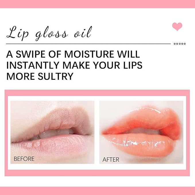 Hydrating Lip Glow Oil Set, Plumping Lip Oil Moisturizing Nourishing Shiny No-Sticky Transparent Tinted Lip Gloss Balm, Natural Lip Plumper Gloss Repairing Lightening (Cherry+Clear)