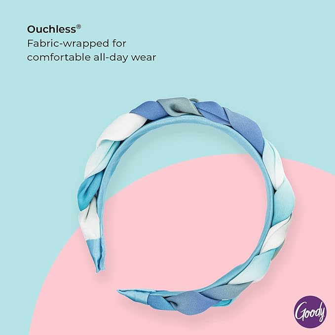 Goody Ouchless Headband For All Hair Types - Watercolor, Blue - Comfort Fit for All-Day Wear - Beautiful Design for Instant Style - Pain-Free Hair Accessories for Women, Men, Boys & Girls