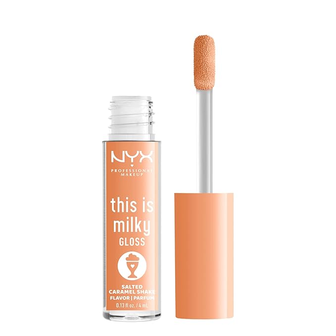 NYX PROFESSIONAL MAKEUP This Is Milky Gloss, Lip Gloss with 12 Hour Hydration, Vegan - Salted Caramel Shake (Caramel)
