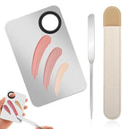 Foundation Spatula Set - Stainless Steel Makeup Mixing Palette with Korean Makeup patula Portable Makeup Palette Mixer for Mixing Foundation Eye Shadow Eyelash Nail Art