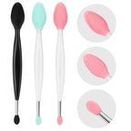 Unaone Lip Scrub Brush - 3 PCS Dual-ended Lip Scrubber Exfoliator and Silicone Lip Brush, 2-in-1 Silicone Lip Scrub Tool Lip Mask Applicator, Gentle Exfoliator & Applicator for Soft