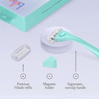 Billie Razors for Women Shave Kit – Razor + 4 x 5-Blade Razor Refills + Magnetic Holder – Minty