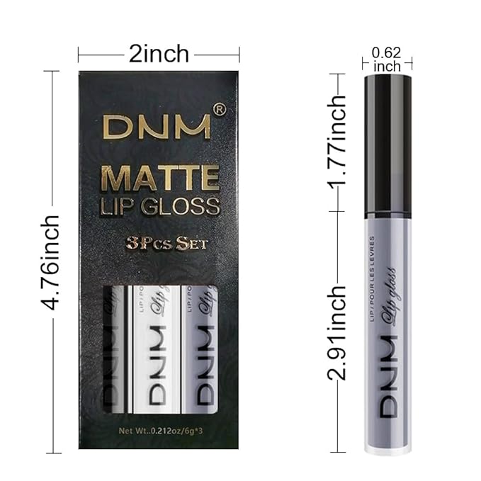 evpct 3Pcs Dark Black Grey Gray White Matte Liquid Lipstick Lip Stain Sets for Women Matte+Lipstick Long Lasting Permanent 24 hr Hours Magic Lipstick 24 Hours original Waterproof 16#