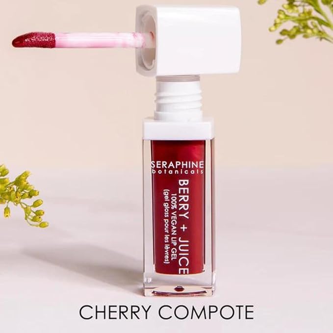 Seraphine Botanicals Berry + Juice - 100% Vegan Lip Gel Tinted Gloss 0.20 fl oz (Cherry Compote)