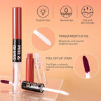 Deep Berry Lip Stain Peel Off Lip liner and Lip oil with Tweezer, Dual-Ended Peel Off Lip Stain Tattoo, Highly Pigmented Long Lasting Waterproof, Transfer-proof for All Skin Types, 08#