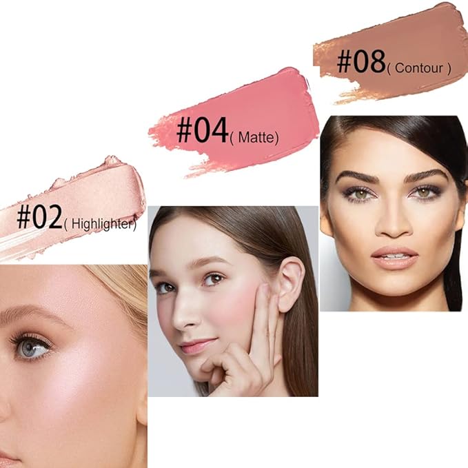 Multi Sticks Set, Cream Contour Stick Blush Stick Lasting(Set 02)