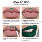 evpct 2Pcs Emerald Green Shimmer Glitte Liquid Lipstick Lip Gloss Stain and Retractable Lip Liner Makeup Set for Women Long Lasting Waterproof 24 Hours Lipstick labial mate larga duracion 24 47#