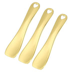 VOCOSTE 3 Pcs Makeup Spatula Mini Spoon, Eye Cream Massage Sticks Beauty Scoop, for Facial Cosmetic Face Cream, Zinc Alloy Heart Shape 2.36"x0.49", Gold Tone