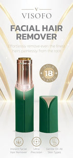 Facial Hair Removal for Women | Electric Razor Device Small Mustache Dermaplaning Remover Tools Tweezers Epilator Trimmer Face Dermaplane Shavers Beauty Gadgets Set Accessories by VISOFO (Emerald)