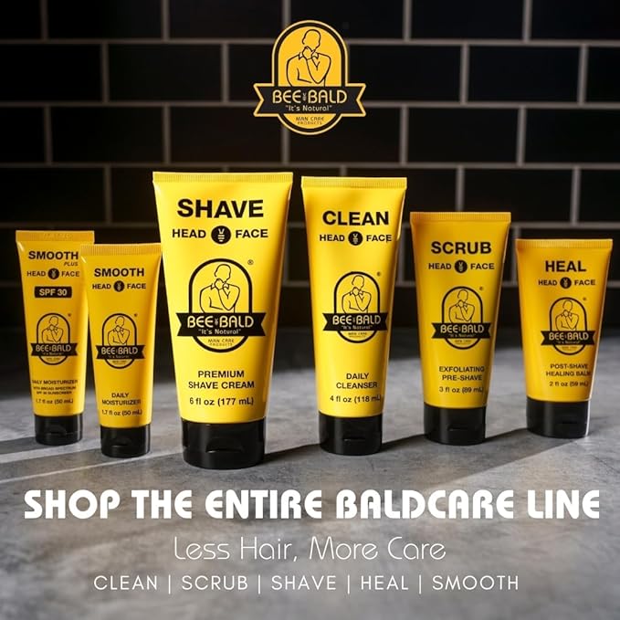 Bee Bald SMOOTH Daily Moisturizer Hydrates & Tones Away Fine Lines, Wrinkles and Dry Patches; Helps Control Oil & Shine to Feel Cool, Fresh and Comfortable, 1.7 Fl Oz (Pack of 2)