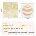 Low Saturation Delicate Long-Lasting Eyeshadow Palette, Monochrome Glitter Pressed Cream Single Vegan (10 Glittle Gold)