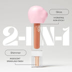 SARELLY CREATIVO LAB | Makeup Set Clear Lip Gloss + Shimmer and Shine | Beauty Vegan Skincare Make Up - Trending Lip Makeup | Peony Carajillo & Rose Quartz flakes