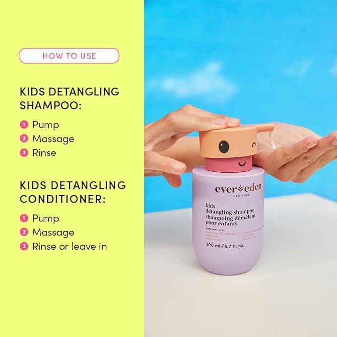 Evereden Kids Haircare Set: Hair Detangling Shampoo & Conditioner for Children Ages 3+, Plant Protein Peptides & Argan Oil, Vegan, Free from Sulfate, Paraben, Phthalate & Petrolatum