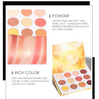 Glitter Matte Orange Yellow Eyeshadow Palette, 12 Colors Shimmer High Pigmented Eyeshadow Makeup Palette Lasting Waterproof Brown Eyeshadow Palette for Girl Women