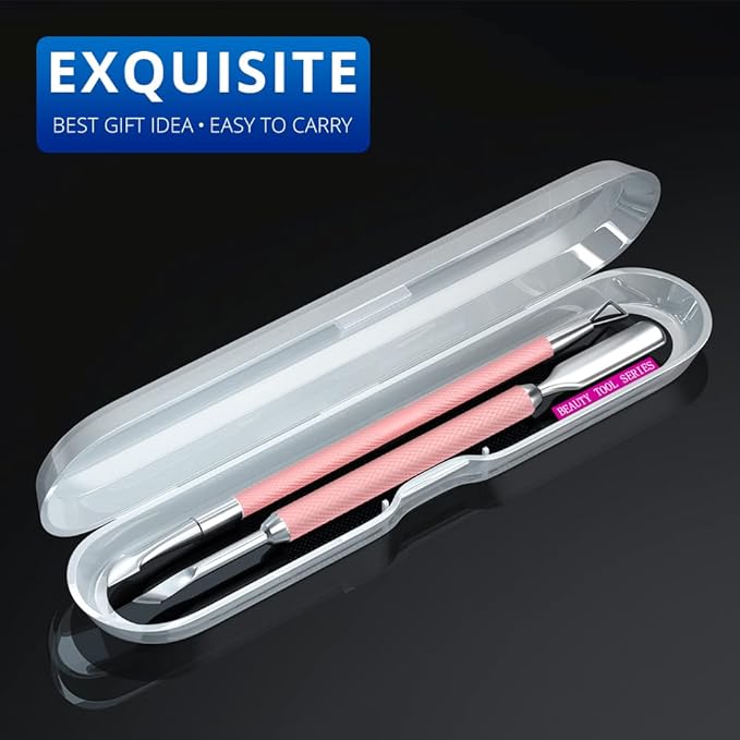 2PCS Metal Pink Cuticle Pusher